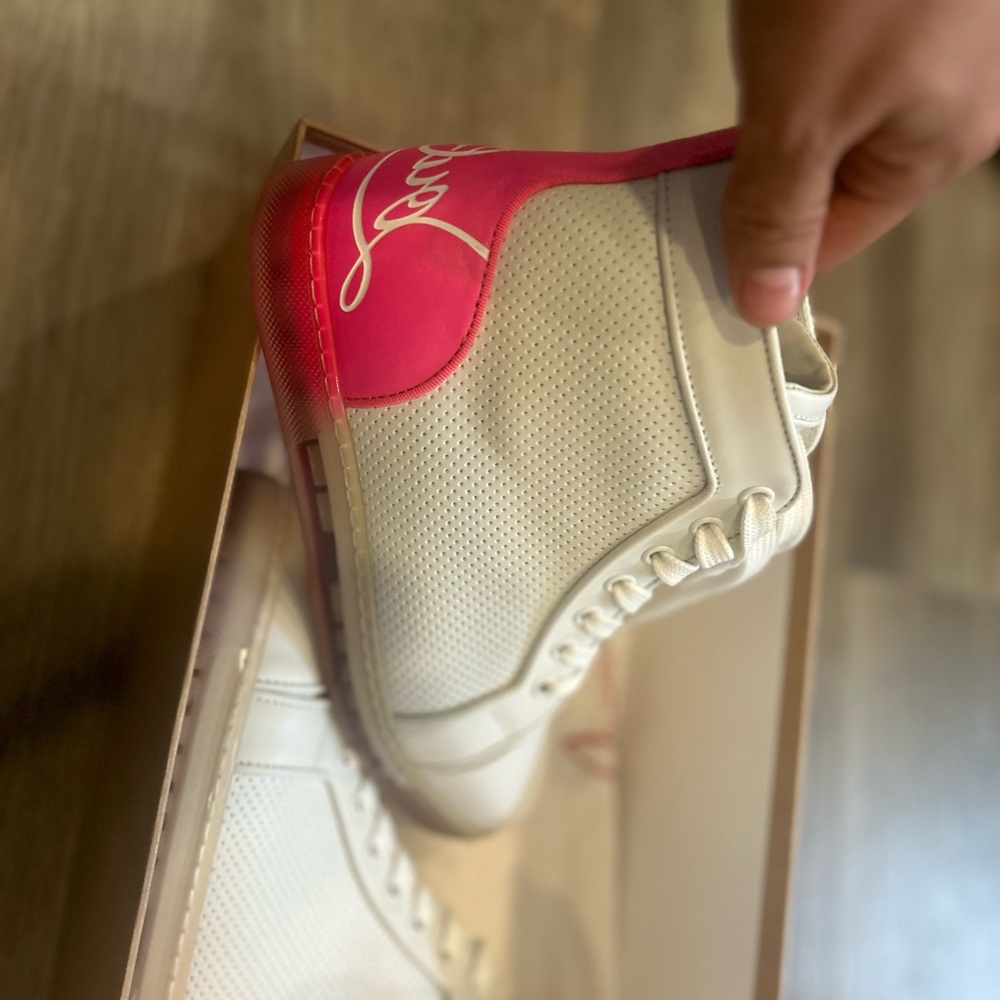 Louis Vuitton Pink and White Canvas Sneakers